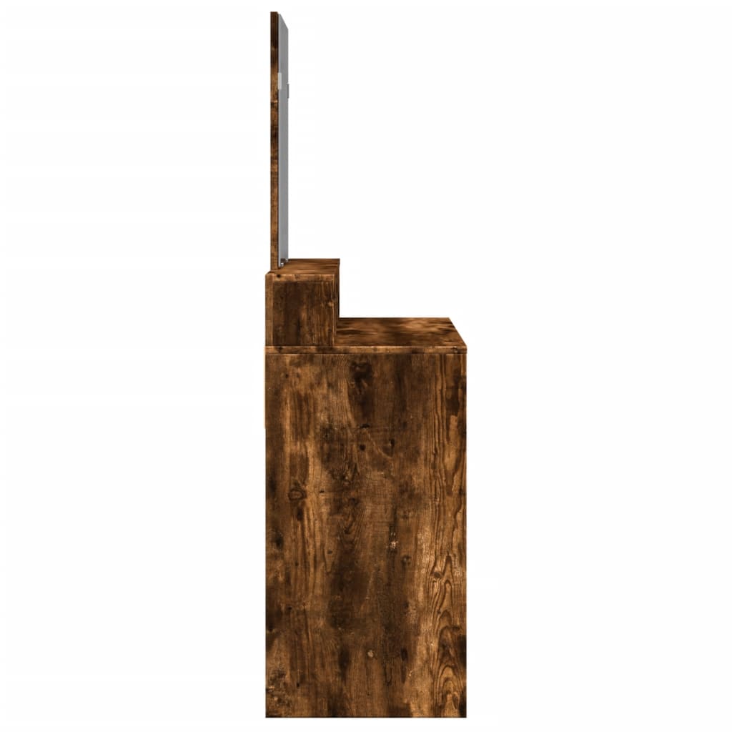 vidaXL Dressing Table with Mirror Smoked Oak 80x41x144.5 cm 5