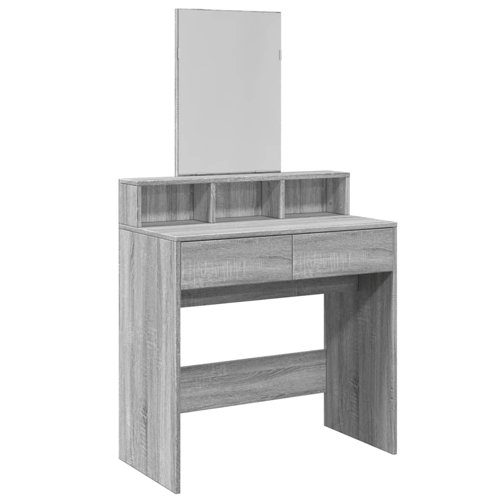 vidaXL Dressing Table with Mirror Grey Sonoma 80x41x144.5 cm 2