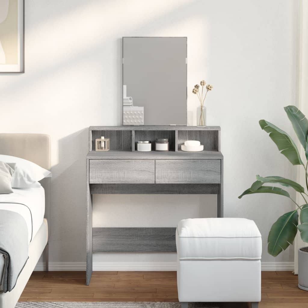 vidaXL Dressing Table with Mirror Grey Sonoma 80x41x144.5 cm 3