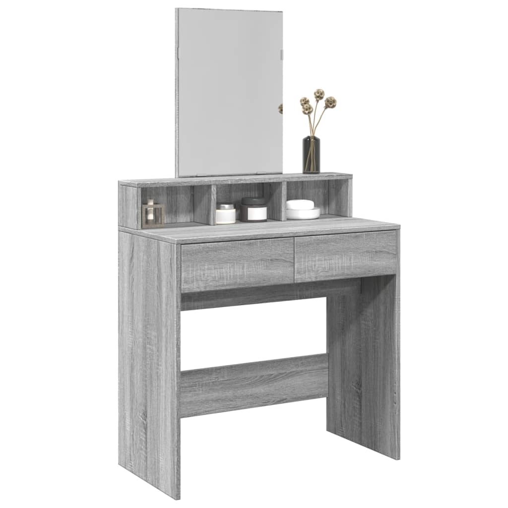 vidaXL Dressing Table with Mirror Grey Sonoma 80x41x144.5 cm 1
