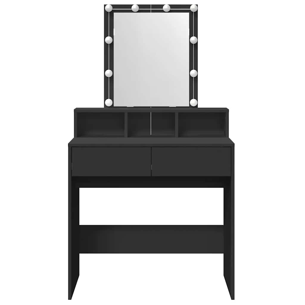 vidaXL Dressing Table with LED Black 80x41x144.5 cm 5