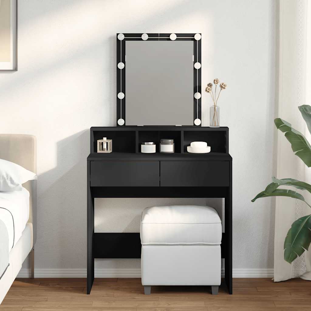 vidaXL Dressing Table with LED Black 80x41x144.5 cm 1