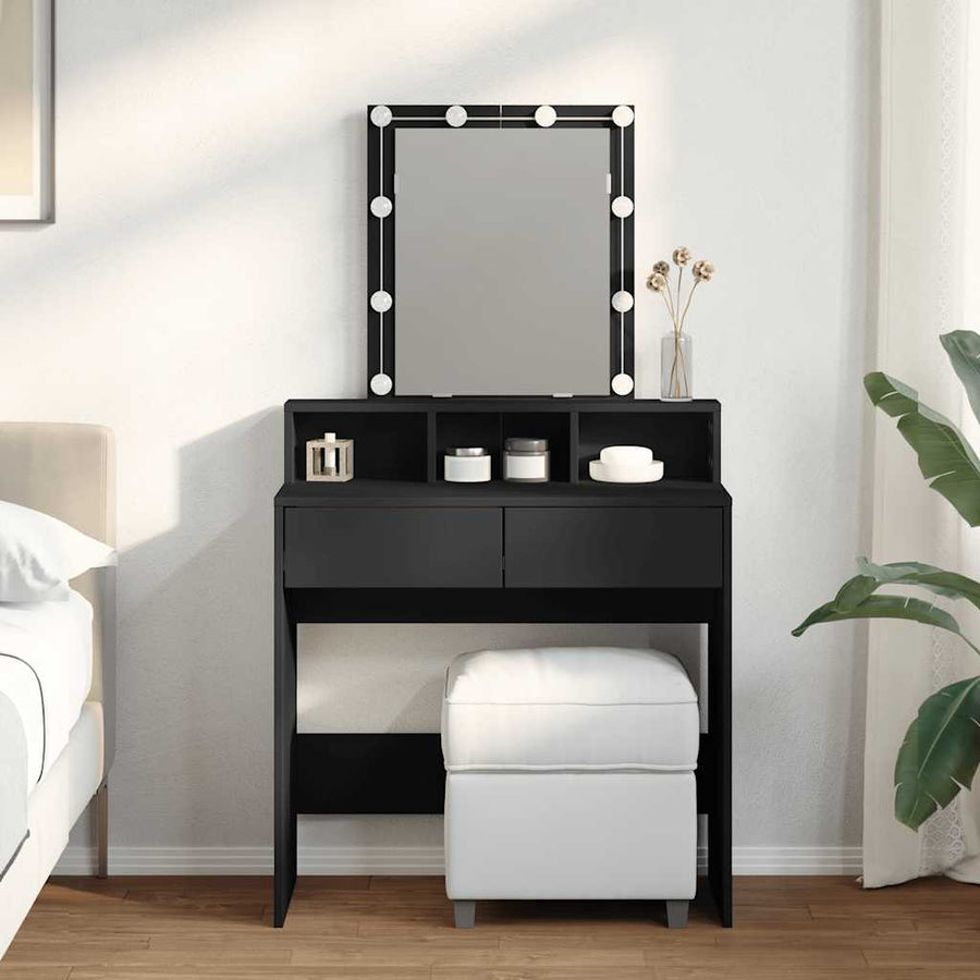 vidaXL Dressing Table with LED Black 80x41x144.5 cm 1