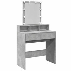 vidaXL Dressing Table with LED Concrete Grey 80x41x144.5 cm 2