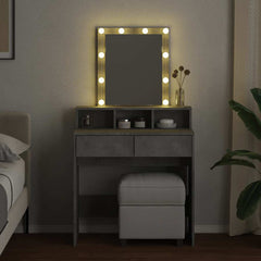 vidaXL Dressing Table with LED Concrete Grey 80x41x144.5 cm 3