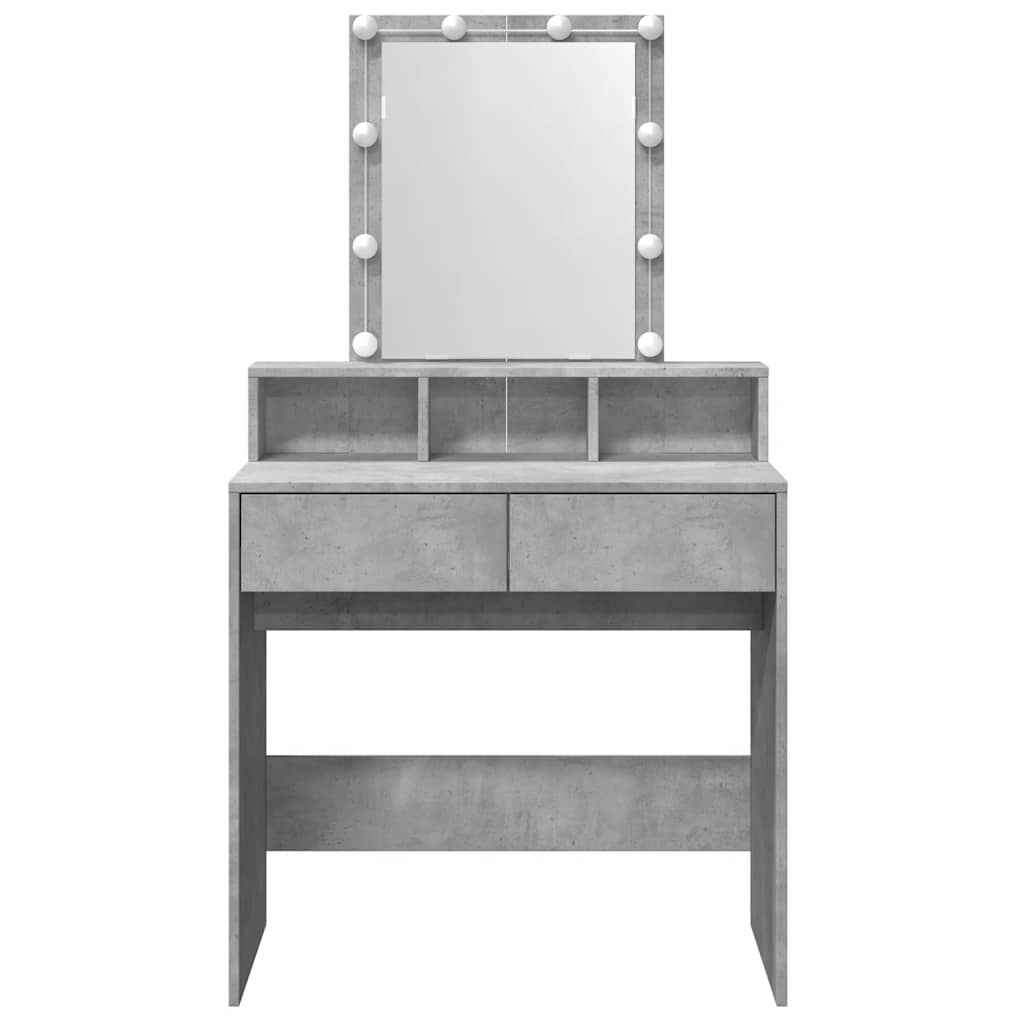 vidaXL Dressing Table with LED Concrete Grey 80x41x144.5 cm 5
