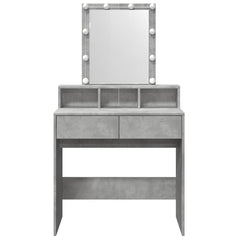 vidaXL Dressing Table with LED Concrete Grey 80x41x144.5 cm 5
