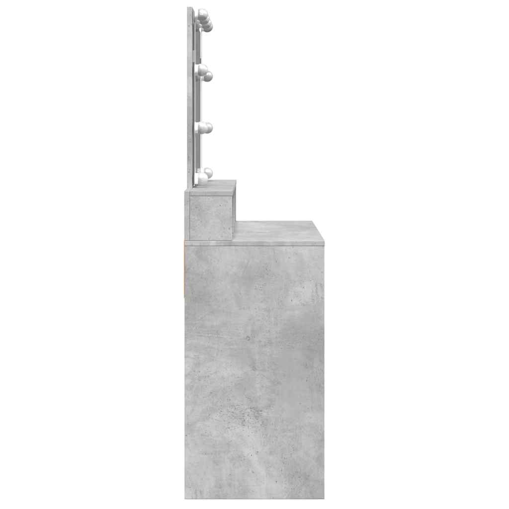 vidaXL Dressing Table with LED Concrete Grey 80x41x144.5 cm 6