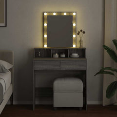 vidaXL Dressing Table with LED Grey Sonoma 80x41x144.5 cm 3