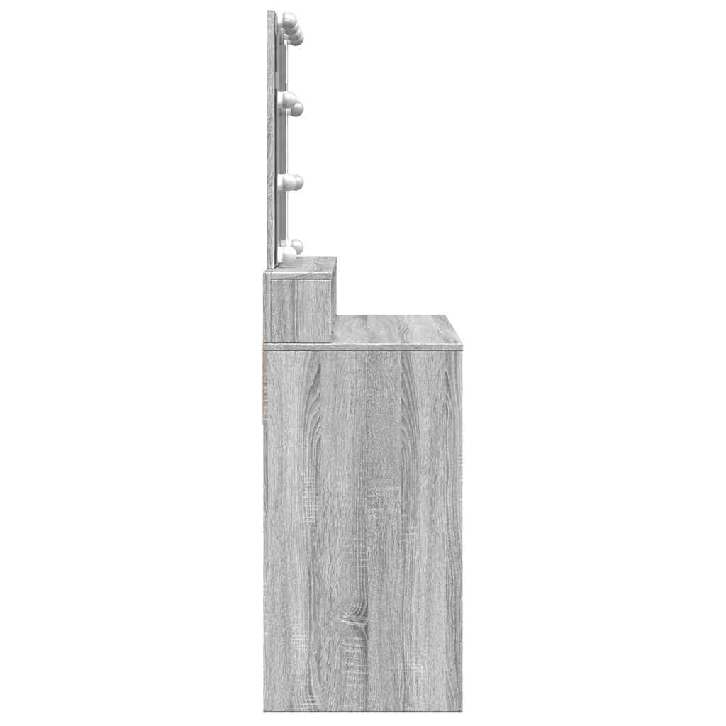 vidaXL Dressing Table with LED Grey Sonoma 80x41x144.5 cm 6
