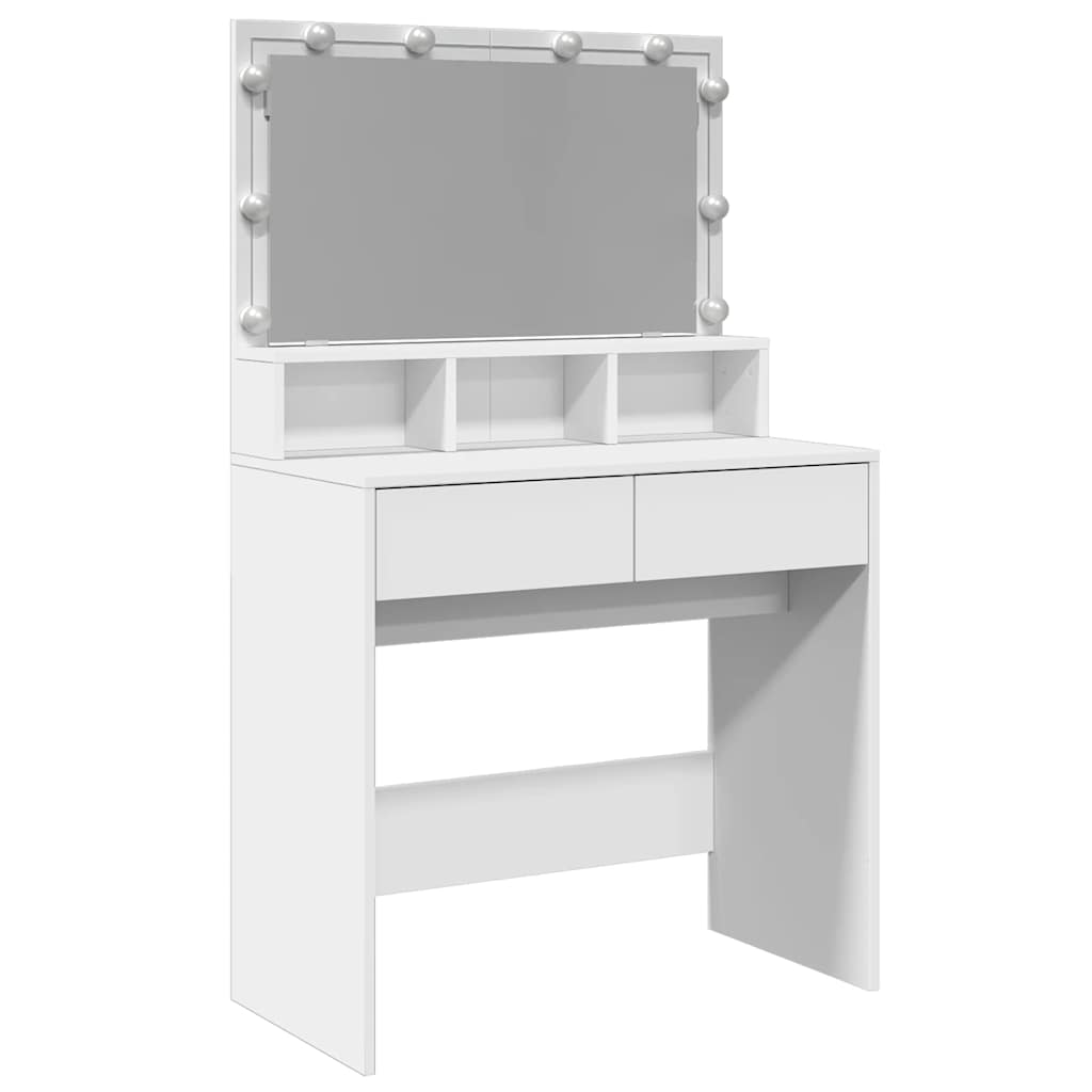vidaXL Dressing Table with LED White 80x41x134.5 cm 2