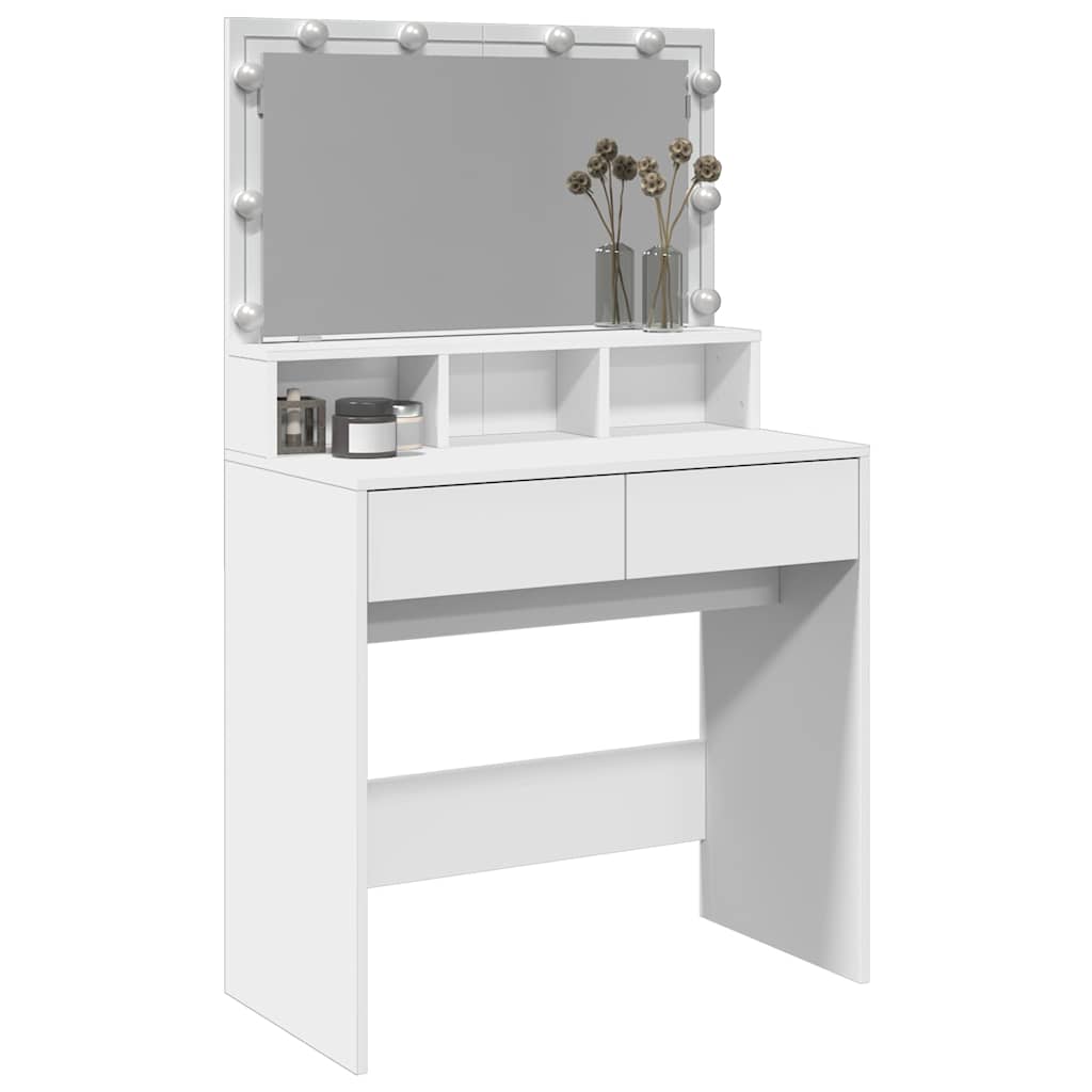 vidaXL Dressing Table with LED White 80x41x134.5 cm 4