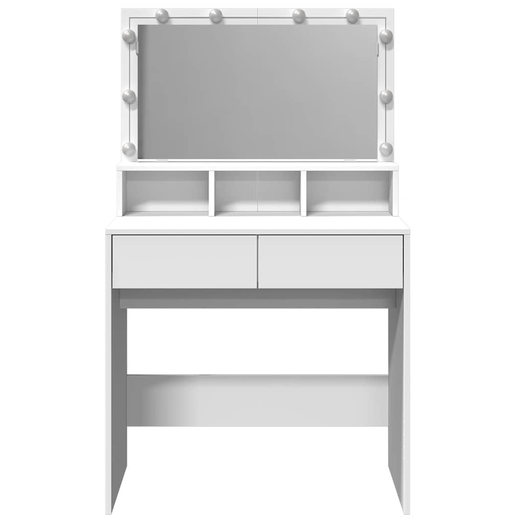 vidaXL Dressing Table with LED White 80x41x134.5 cm 5