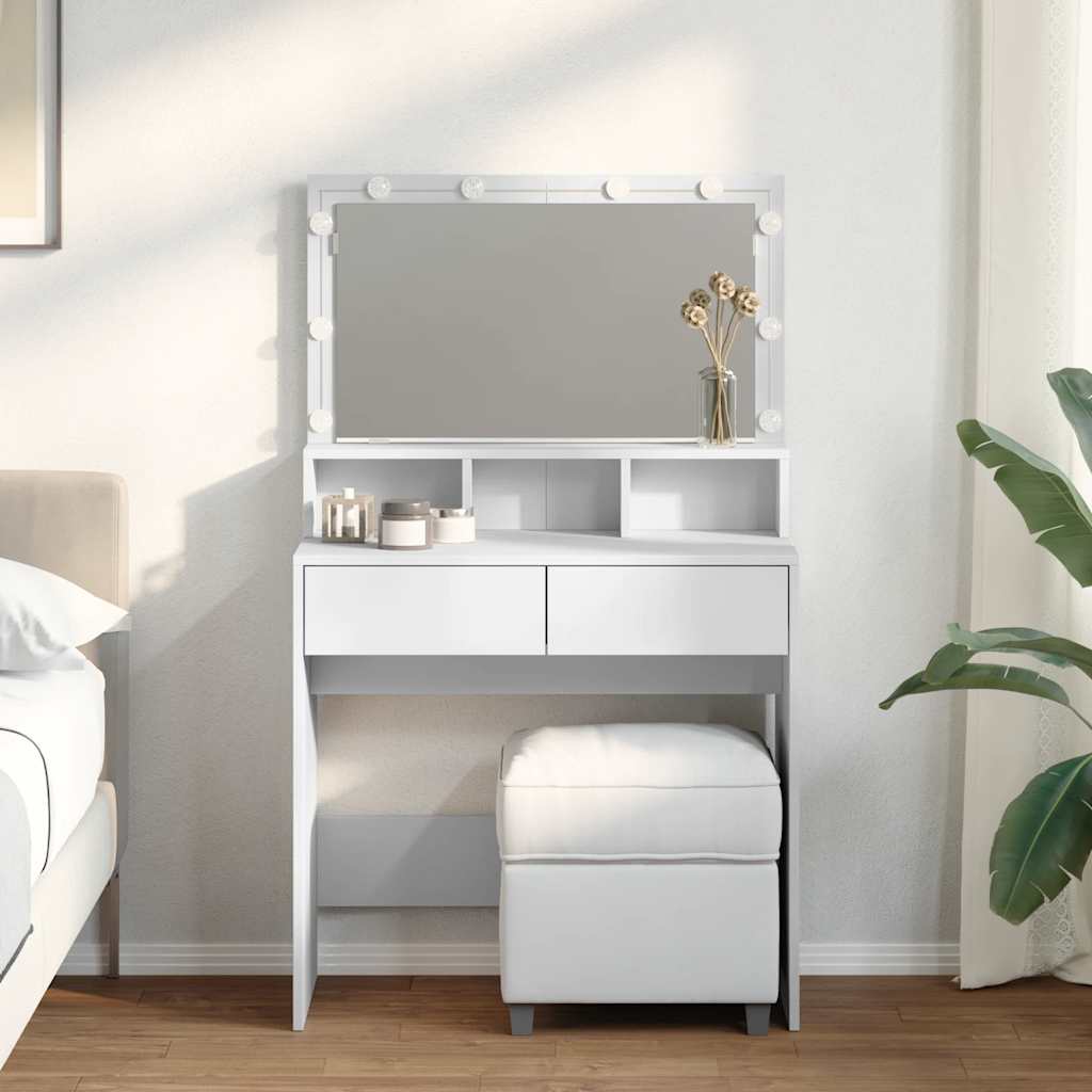 vidaXL Dressing Table with LED White 80x41x134.5 cm 1