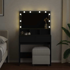 vidaXL Dressing Table with LED Black 80x41x134.5 cm 3