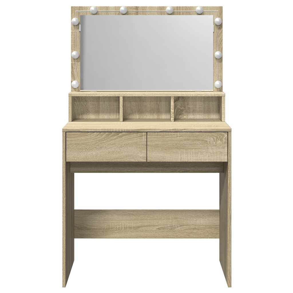 vidaXL Dressing Table with LED Sonoma Oak 80x41x134.5 cm 5