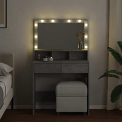 vidaXL Dressing Table with LED Concrete Grey 80x41x134.5 cm 3