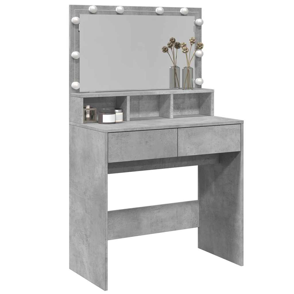 vidaXL Dressing Table with LED Concrete Grey 80x41x134.5 cm 4