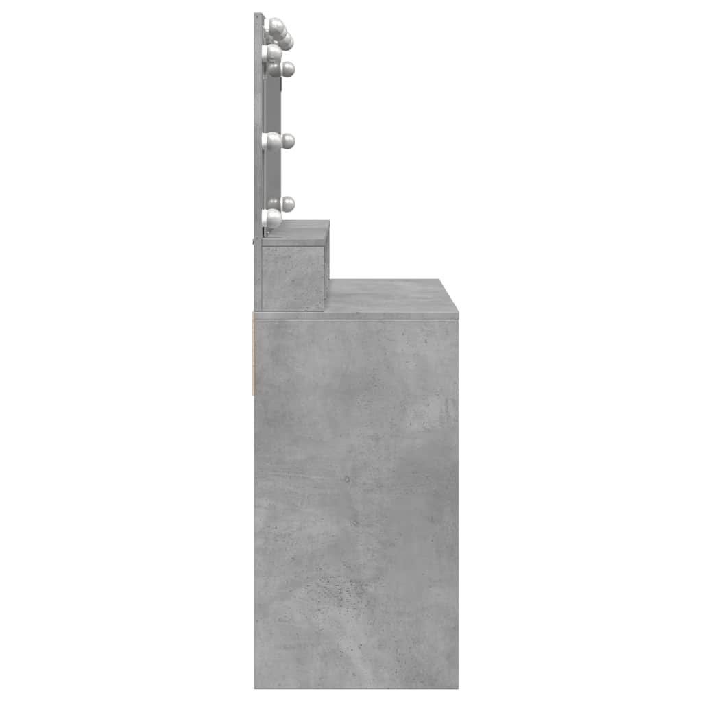 vidaXL Dressing Table with LED Concrete Grey 80x41x134.5 cm 6