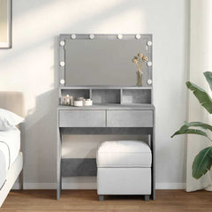 vidaXL Dressing Table with LED Concrete Grey 80x41x134.5 cm 1