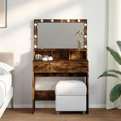 vidaXL Dressing Table with LED Smoked Oak 80x41x134.5 cm 1
