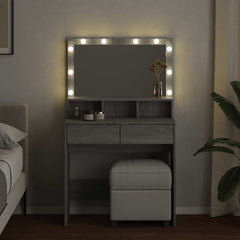 vidaXL Dressing Table with LED Grey Sonoma 80x41x134.5 cm 3
