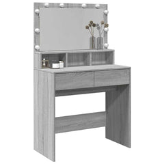 vidaXL Dressing Table with LED Grey Sonoma 80x41x134.5 cm 4