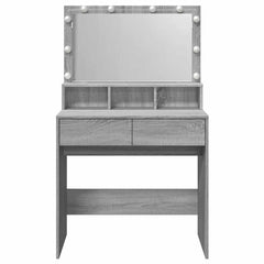 vidaXL Dressing Table with LED Grey Sonoma 80x41x134.5 cm 5