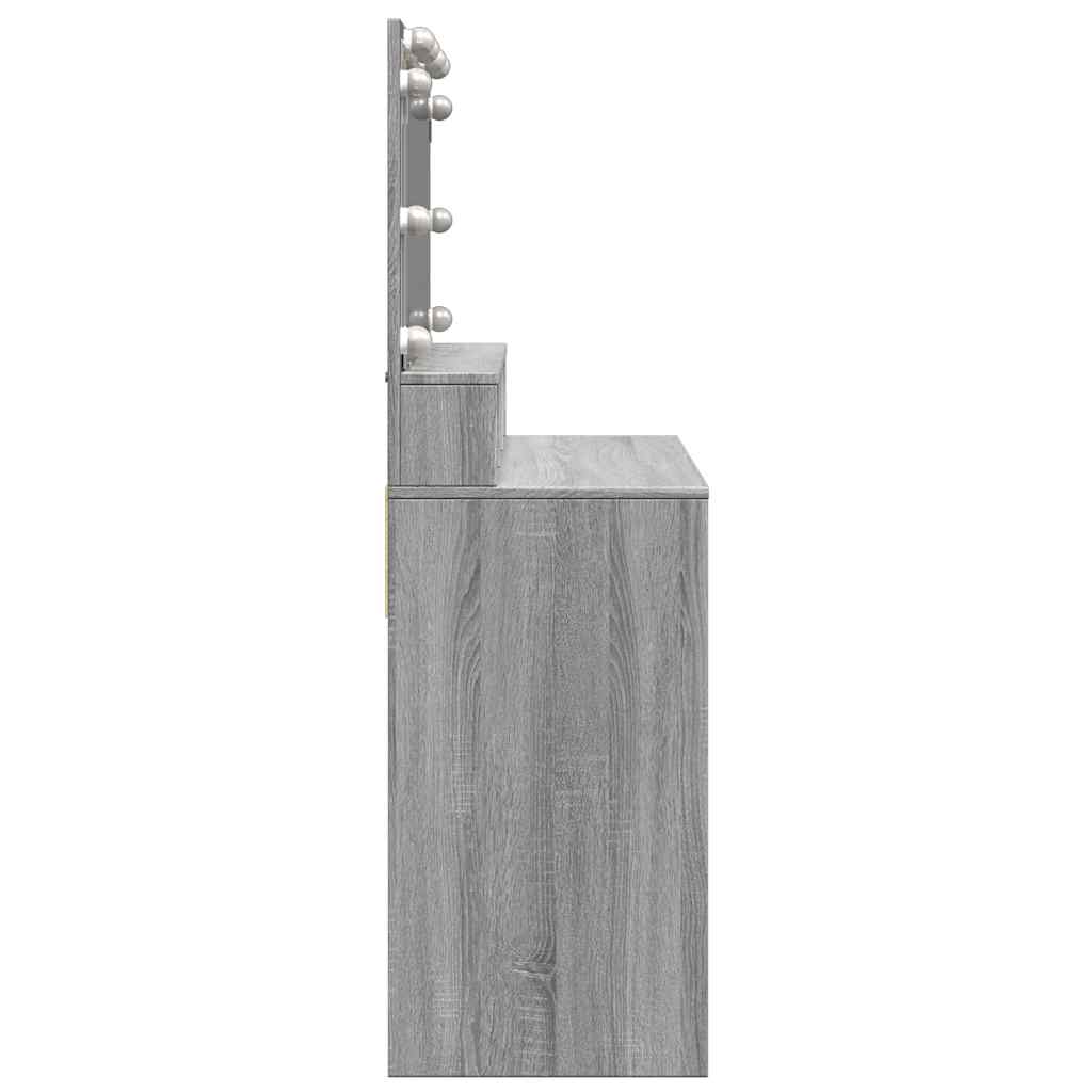 vidaXL Dressing Table with LED Grey Sonoma 80x41x134.5 cm 6