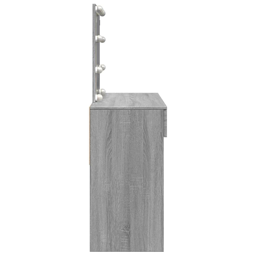 vidaXL Dressing Table with LED Grey Sonoma 100x40x130 cm 6