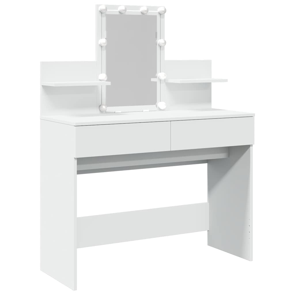 vidaXL Dressing Table with LED White 100x40x130 cm 2