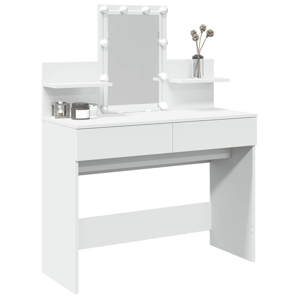 vidaXL Dressing Table with LED White 100x40x130 cm 4