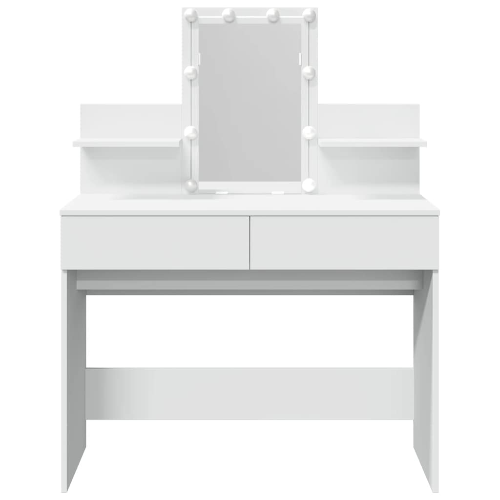 vidaXL Dressing Table with LED White 100x40x130 cm 5