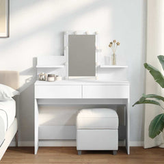 vidaXL Dressing Table with LED White 100x40x130 cm 1