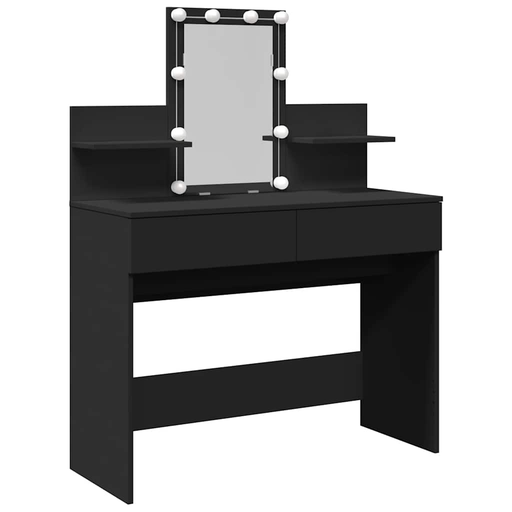 vidaXL Dressing Table with LED Black 100x40x130 cm 2