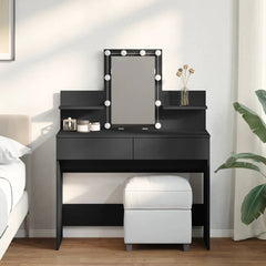 vidaXL Dressing Table with LED Black 100x40x130 cm 1