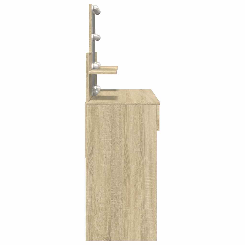 vidaXL Dressing Table with LED Sonoma Oak 100x40x130 cm 6
