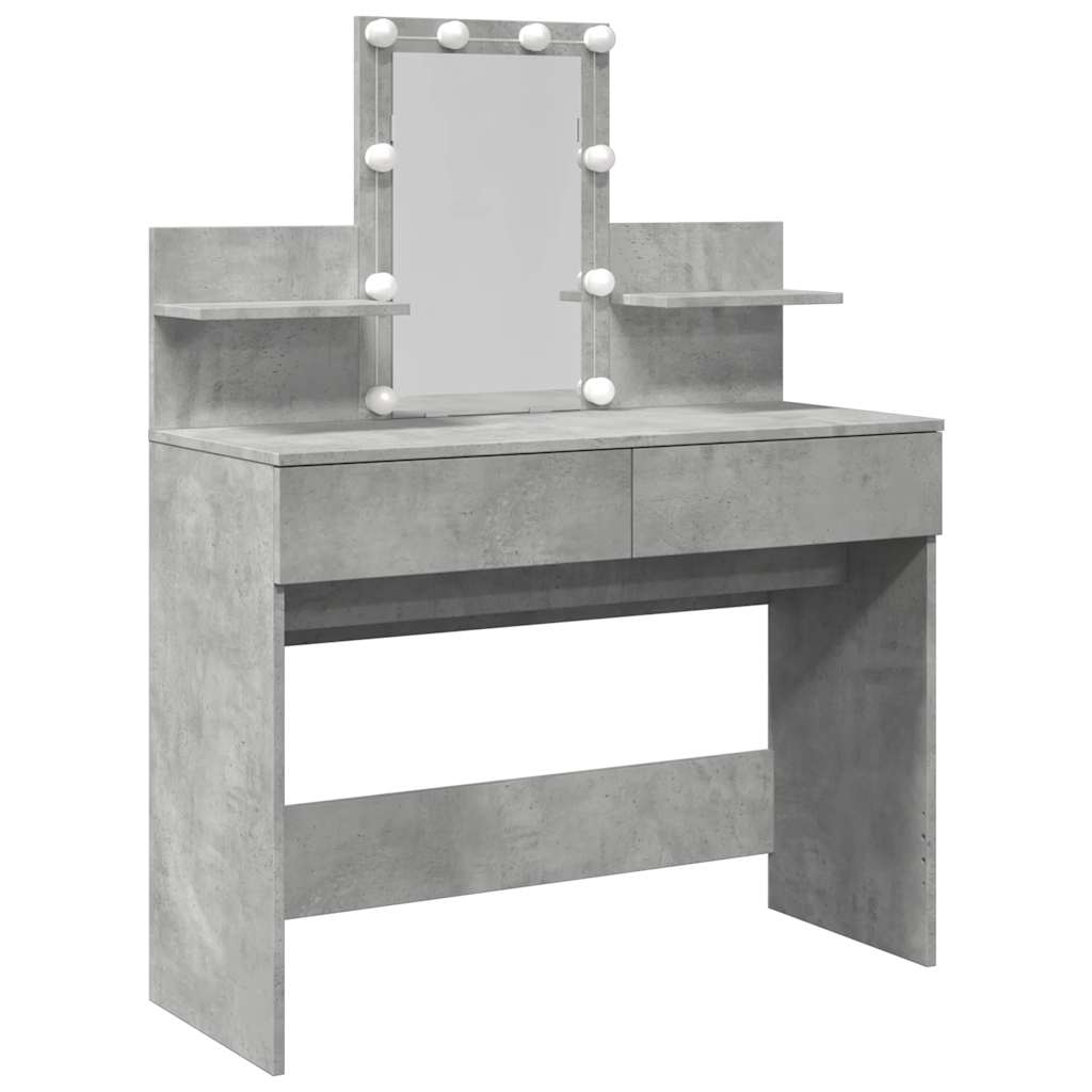 vidaXL Dressing Table with LED Concrete Grey 100x40x130 cm 2