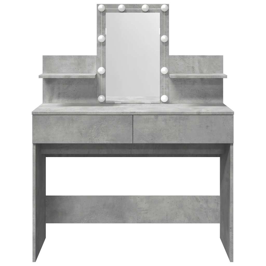 vidaXL Dressing Table with LED Concrete Grey 100x40x130 cm 5