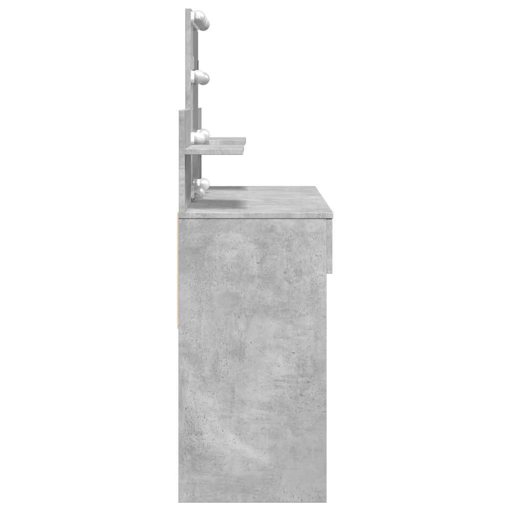 vidaXL Dressing Table with LED Concrete Grey 100x40x130 cm 6