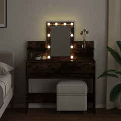 Dressing Table with LED 100x40x130 cm Smoked oak