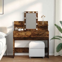 Dressing Table with LED 100x40x130 cm Smoked oak