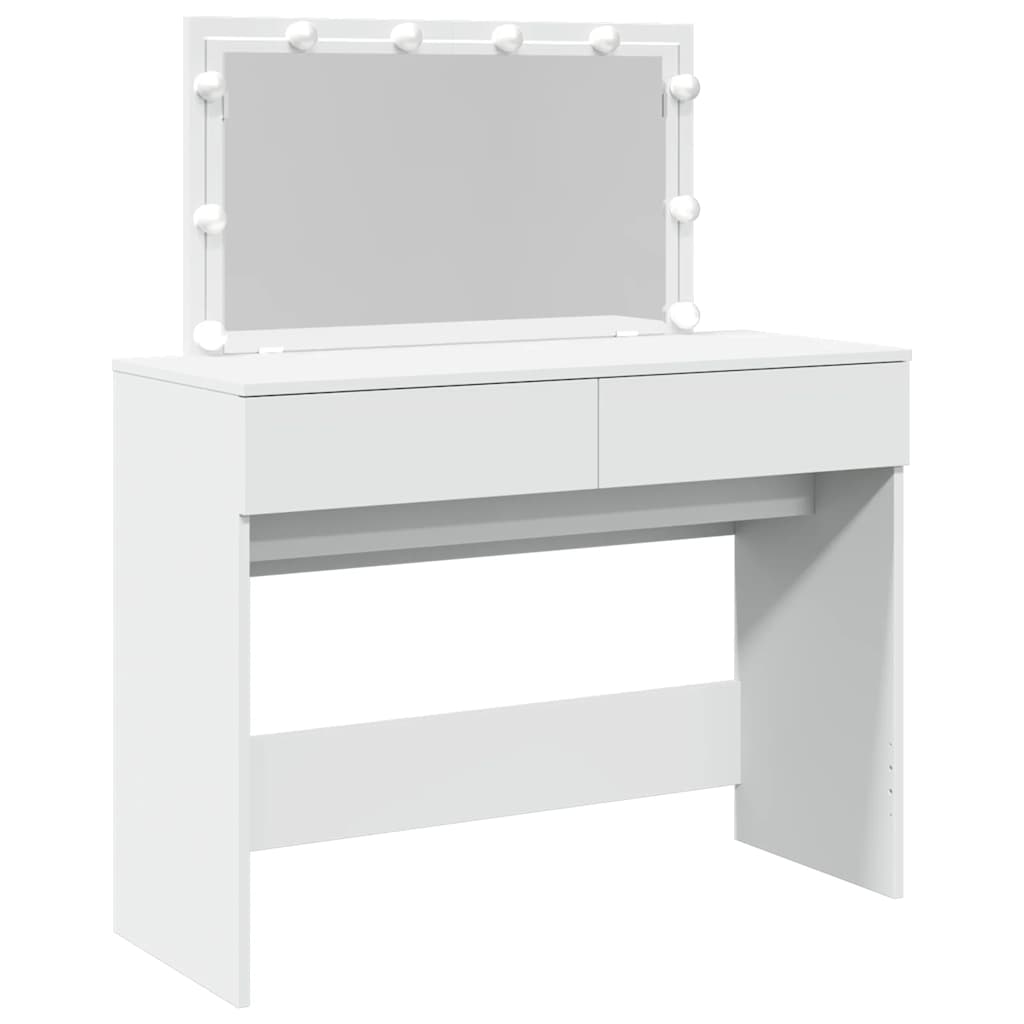 vidaXL Dressing Table with LED White 100x40x120 cm 2