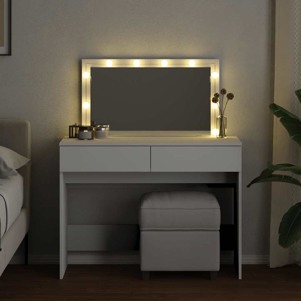 vidaXL Dressing Table with LED White 100x40x120 cm 3