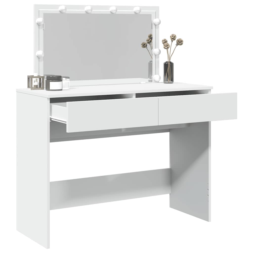 vidaXL Dressing Table with LED White 100x40x120 cm 4