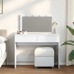 vidaXL Dressing Table with LED White 100x40x120 cm 1