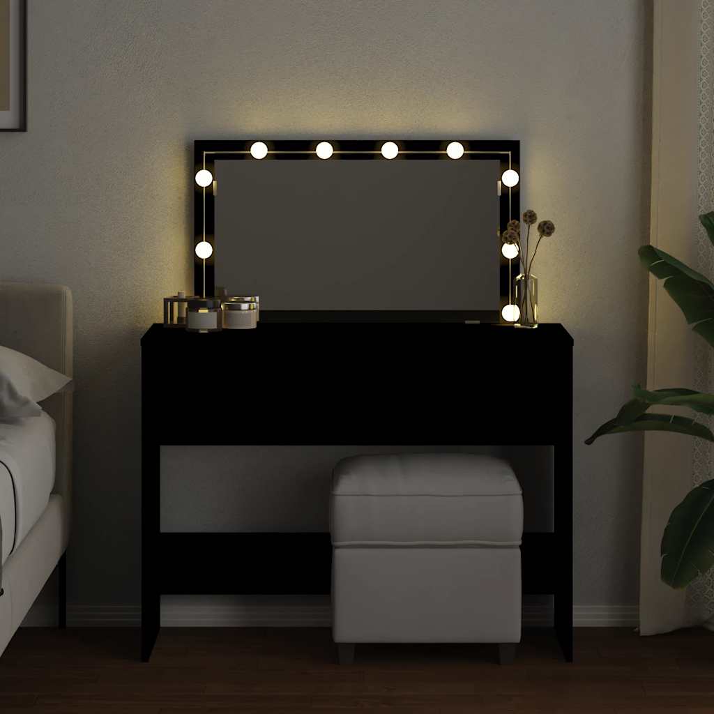vidaXL Dressing Table with LED Black 100x40x120 cm 3