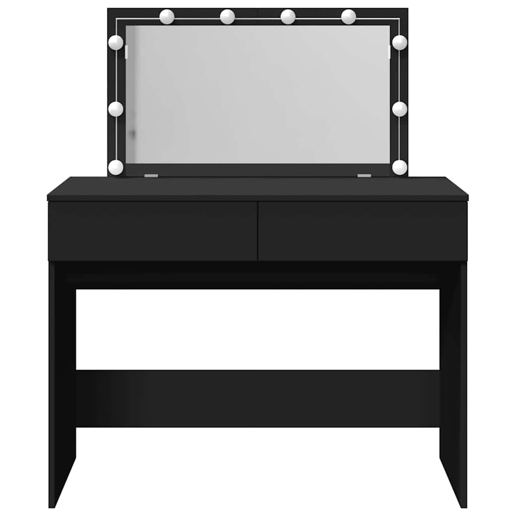 vidaXL Dressing Table with LED Black 100x40x120 cm 5