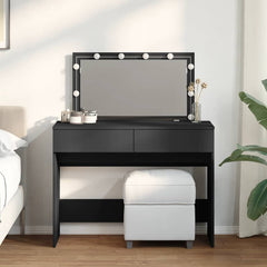vidaXL Dressing Table with LED Black 100x40x120 cm 1