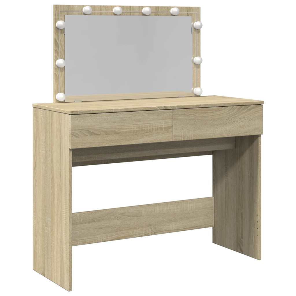 vidaXL Dressing Table with LED Sonoma Oak 100x40x120 cm 2
